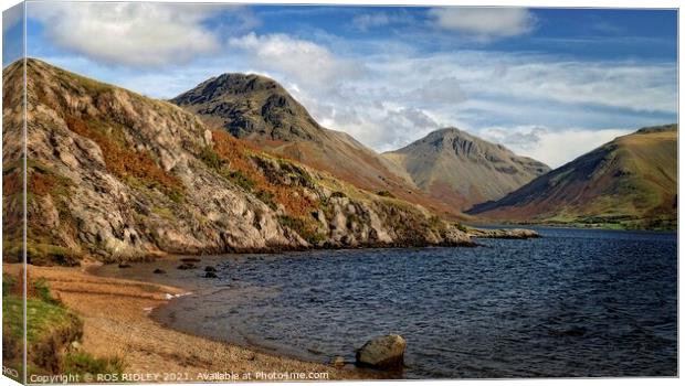 Wastwater and mountains Canvas Print by ROS RIDLEY