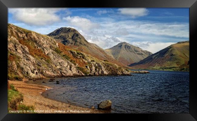 Wastwater and mountains Framed Print by ROS RIDLEY