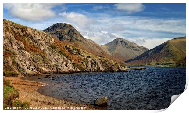 Wastwater and mountains Print by ROS RIDLEY