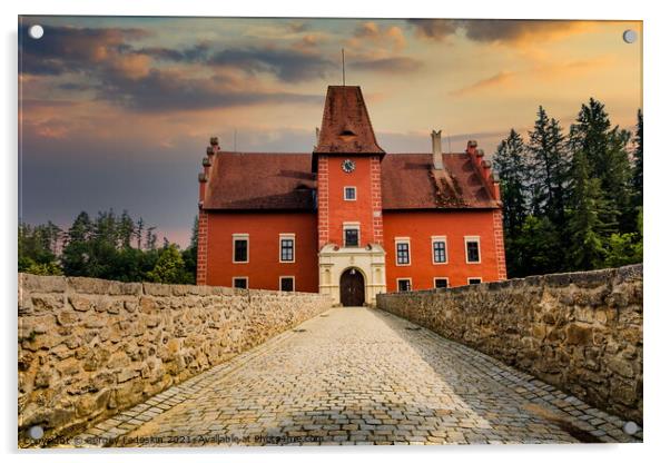 Cervena Lhota castle . Czech Republic. Acrylic by Sergey Fedoskin