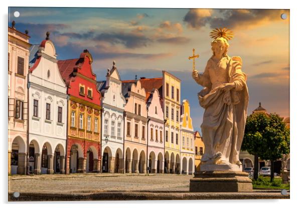 Main square of Telc city. Acrylic by Sergey Fedoskin