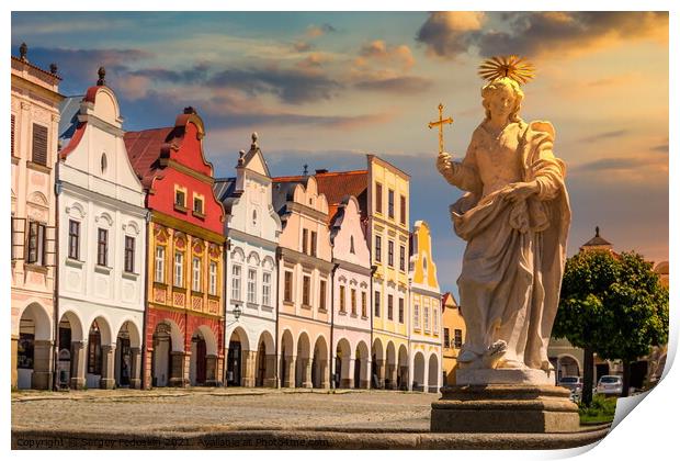 Main square of Telc city. Print by Sergey Fedoskin