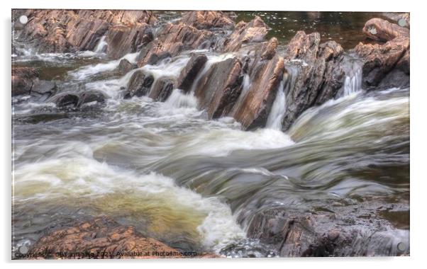 Classic Rock And Falling Water Scotland Acrylic by OBT imaging