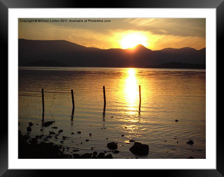 sunset at loch lomond Framed Mounted Print by William Linton
