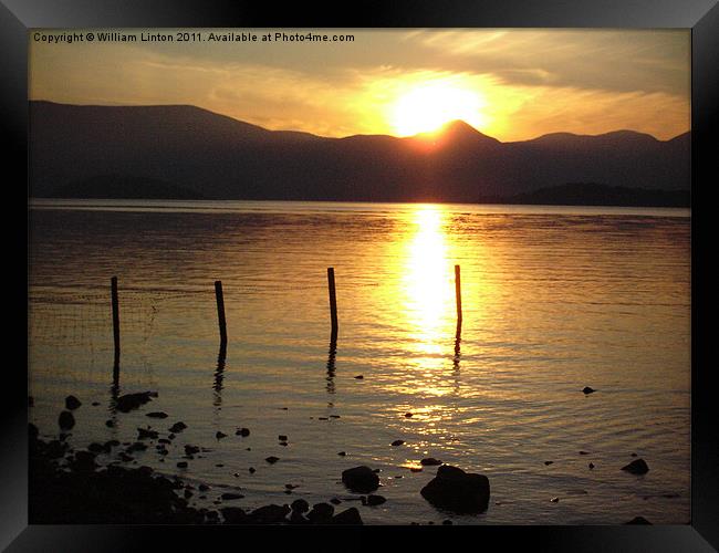 sunset at loch lomond Framed Print by William Linton