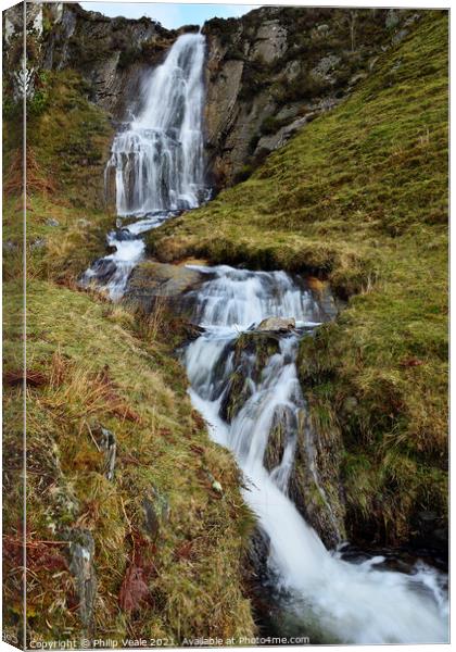 Enigmatic Esgair Cloddiad Waterfall Canvas Print by Philip Veale