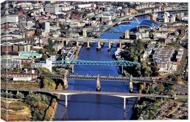 Newcastle River Tyne Bridges Aerial photo Canvas Print by mick vardy