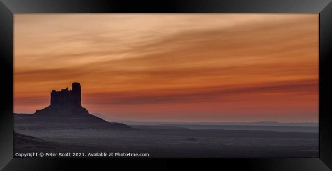 Post sunrise at Monument Valley Framed Print by Peter Scott