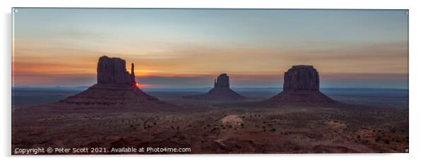 Sunrise at Monument Valley Acrylic by Peter Scott
