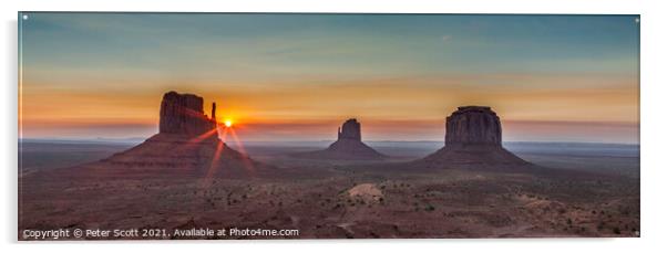 A sunrise at Monument Valley. Acrylic by Peter Scott