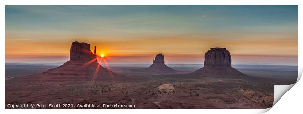 A sunrise at Monument Valley. Print by Peter Scott