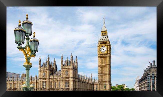 London - Big Ben and Houses of parliament Framed Print by Jeanette Teare