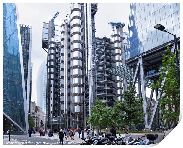City of London, Lloyds building Print by Jeanette Teare