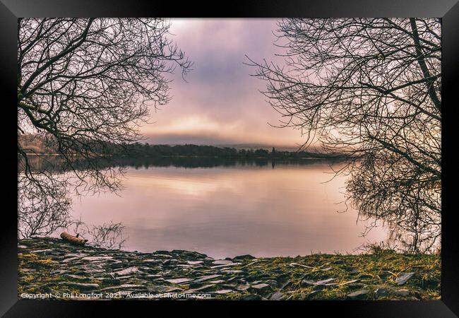 Bassenthwaite Lake at sunrise Framed Print by Phil Longfoot