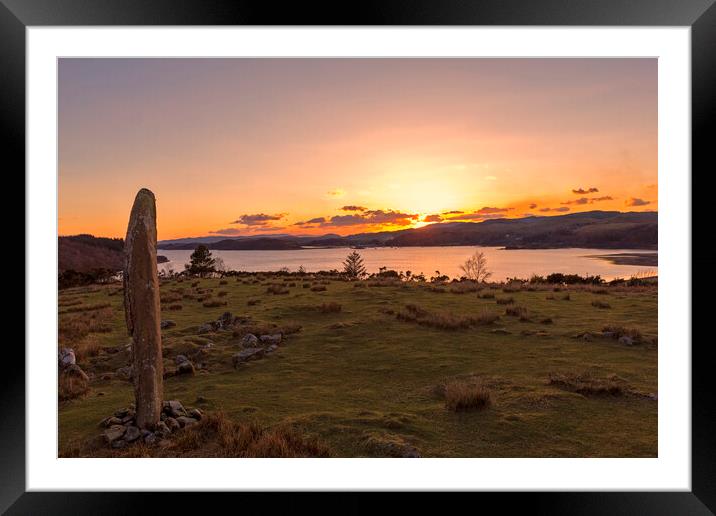Kintraw Standing Stone Loch Craignish  Scotland Framed Mounted Print by Derek Beattie