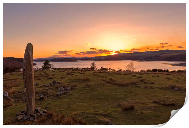 Kintraw Standing Stone Loch Craignish  Scotland Print by Derek Beattie