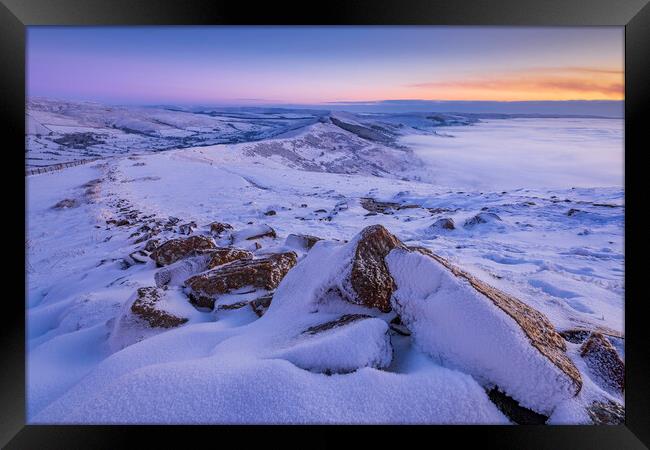 Frozen Dawn, Peak District.  Framed Print by John Finney