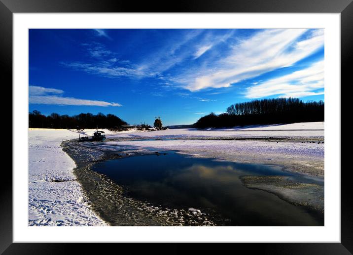 Beautiful winter on the river Borcea Framed Mounted Print by liviu iordache