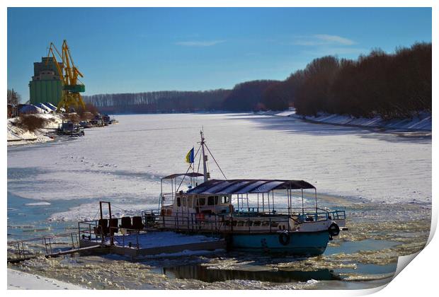 Beautiful winter on the river Borcea Print by liviu iordache