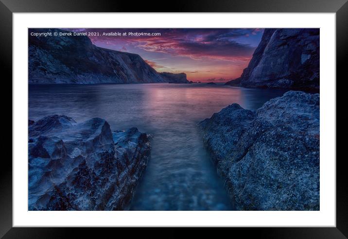 Colourful Sunrise at Man O'War Bay, Dorset Framed Mounted Print by Derek Daniel