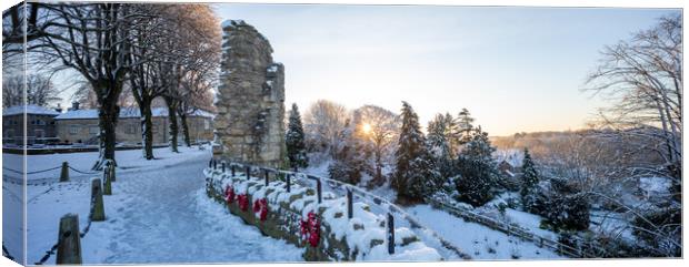 Knaresborough North Yorkshire sunrise with winter snow Canvas Print by mike morley