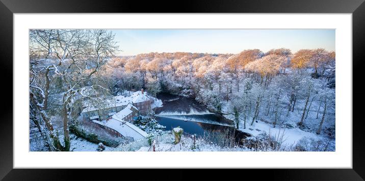 Knaresborough North Yorkshire sunrise with winter snow Framed Mounted Print by mike morley