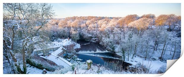 Knaresborough North Yorkshire sunrise with winter snow Print by mike morley