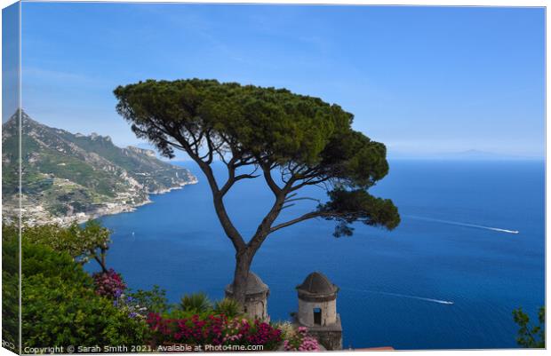View From Gardens at Ravello Canvas Print by Sarah Smith