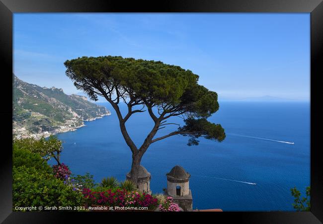 View From Gardens at Ravello Framed Print by Sarah Smith