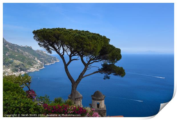 View From Gardens at Ravello Print by Sarah Smith