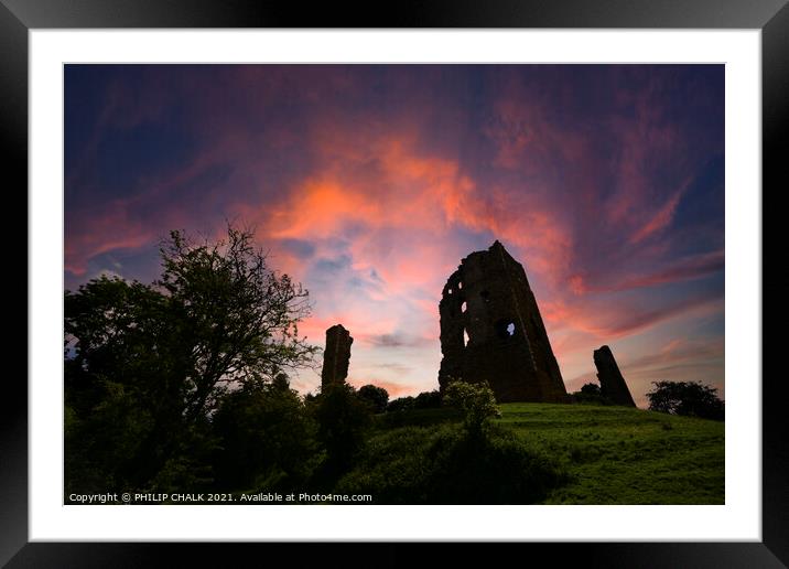 Sherriff Hutton castle sunset 57 Framed Mounted Print by PHILIP CHALK