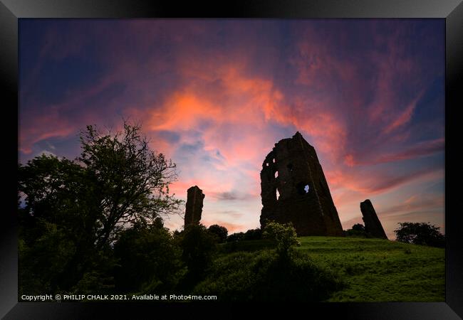 Sherriff Hutton castle sunset 57 Framed Print by PHILIP CHALK
