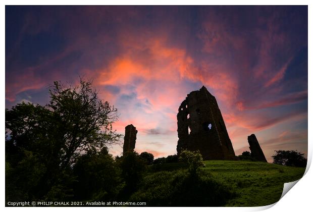Sherriff Hutton castle sunset 57 Print by PHILIP CHALK