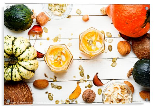 Autumn pumpkin smoothie drink Acrylic by Mykola Lunov Mykola