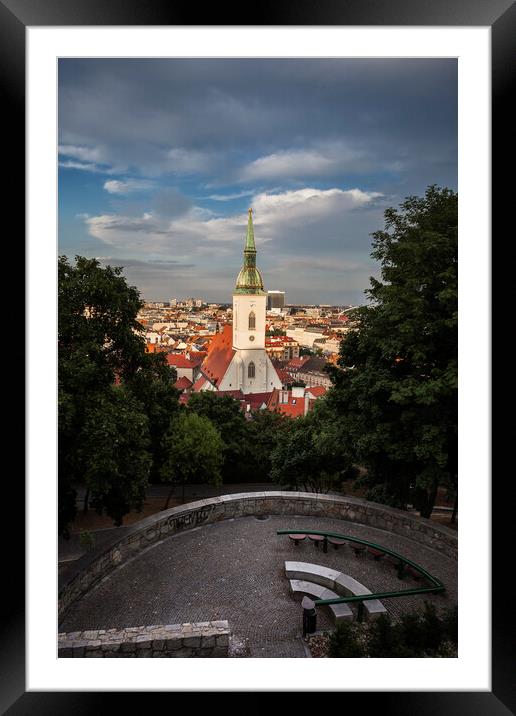 City of Bratislava at Sunset Framed Mounted Print by Artur Bogacki