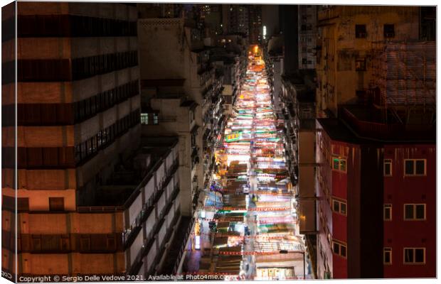 Night Street market in Hong Kong   Canvas Print by Sergio Delle Vedove