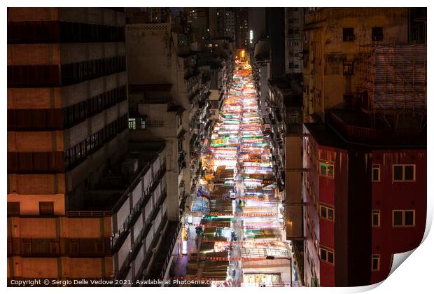 Night Street market in Hong Kong   Print by Sergio Delle Vedove