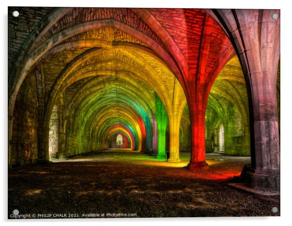Fountains Abbey with lighting on 59 Acrylic by PHILIP CHALK