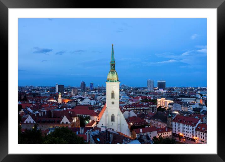 Bratislava Evening Cityscape In Slovakia Framed Mounted Print by Artur Bogacki