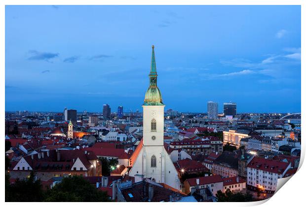 Bratislava Evening Cityscape In Slovakia Print by Artur Bogacki