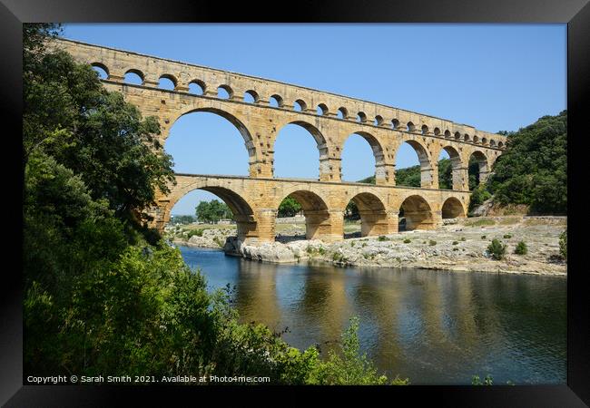Pont du Gard Aqueduct Framed Print by Sarah Smith