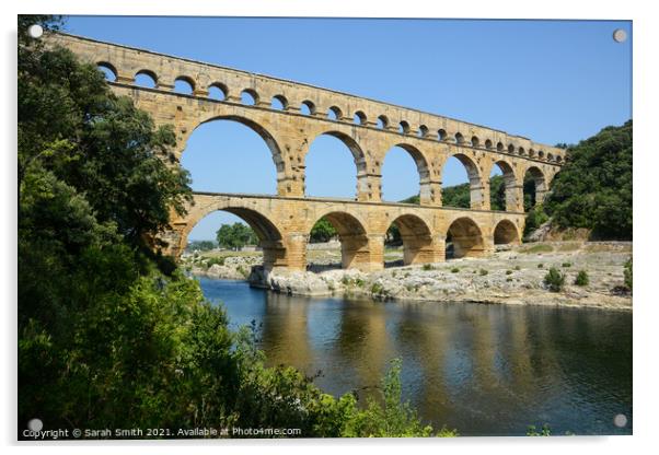 Pont du Gard Aqueduct Acrylic by Sarah Smith