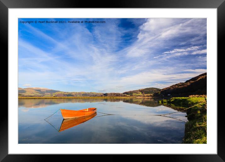 Calm and Tranquillity on Afon Dyfi Framed Mounted Print by Pearl Bucknall