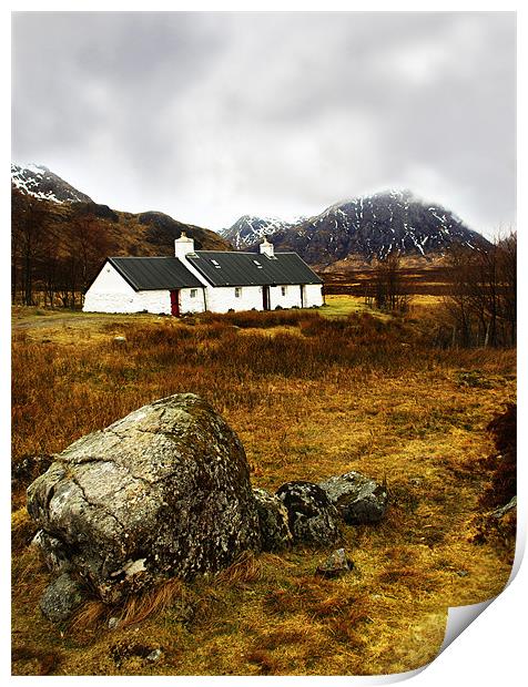 Black Rock Cottage, Glencoe, Scotland Print by Jacqi Elmslie
