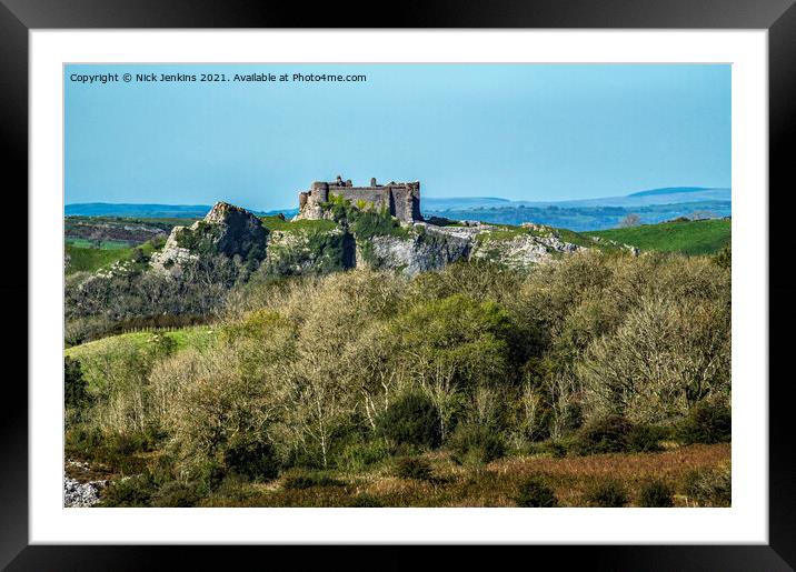 Carreg Cennen Castle Black Mountain Carmarthenshir Framed Mounted Print by Nick Jenkins