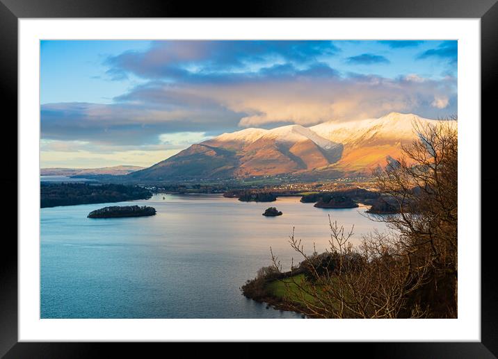 Majestic Sunset over Derwent Water Framed Mounted Print by David Martin