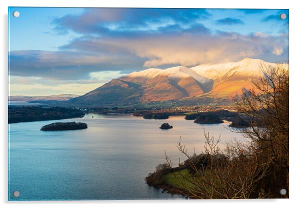 Majestic Sunset over Derwent Water Acrylic by David Martin