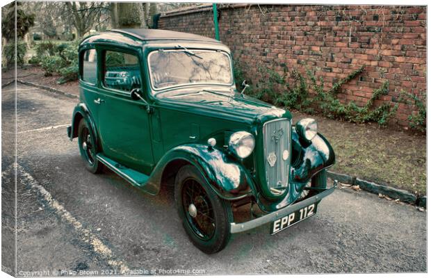 A Classic Austin 7 Car in the Cotswolds Canvas Print by Philip Brown
