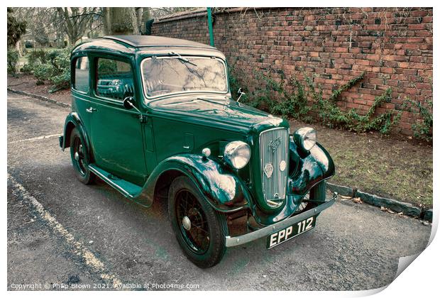 A Classic Austin 7 Car in the Cotswolds Print by Philip Brown
