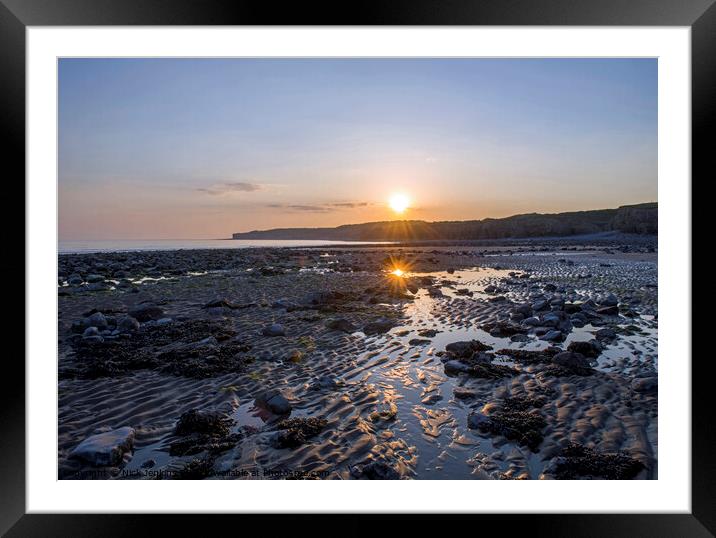 Sunset on Llantwit Major Beach Glamorgan Coast Framed Mounted Print by Nick Jenkins